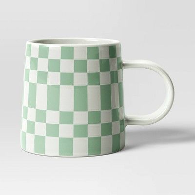 16oz Stoneware Checkerboard Mug Green - Room Essentials™ | Target