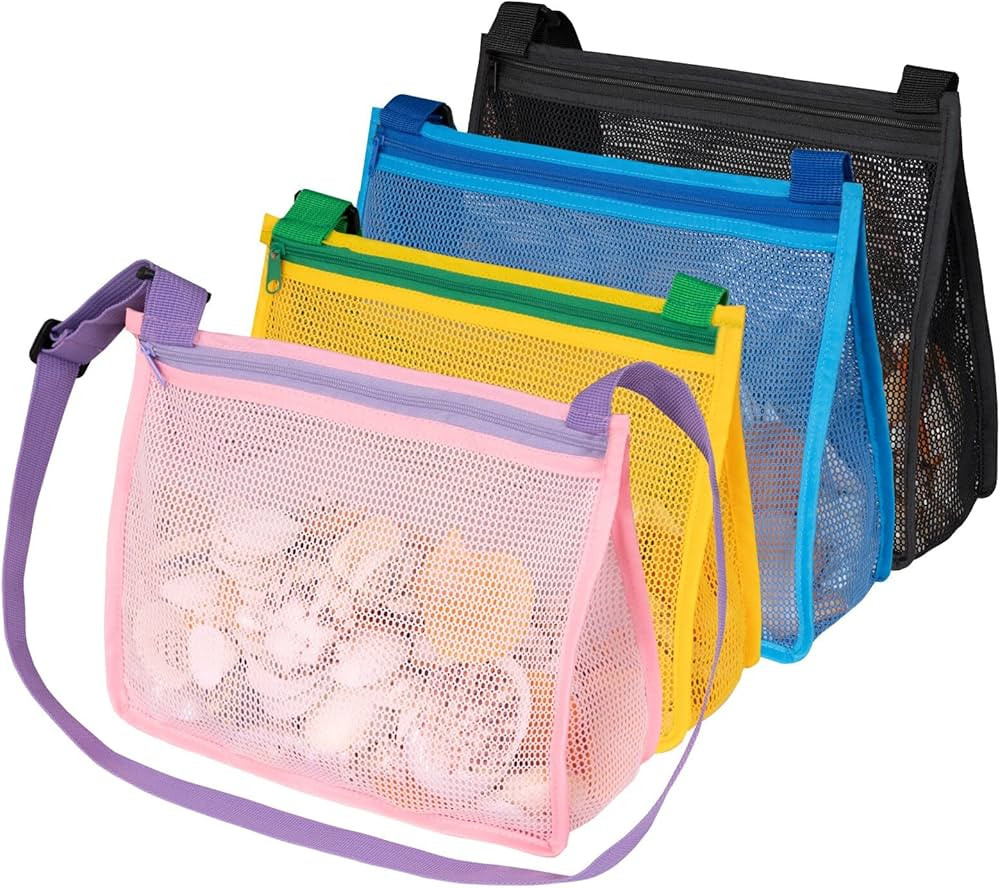 JOTO Beach Mesh Bag Shell Bags Kids Beach Sand Toy Seashell Collecting Bag for Picking up Shells,... | Amazon (US)