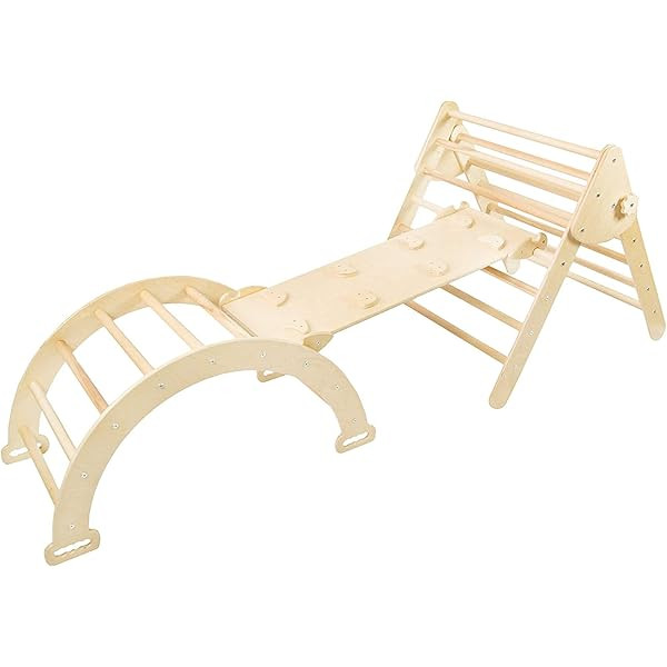 Triangle with Ramp and Arch - Montessori Climbing Toys for Kids - Set of 3, N. Wood (Large Size) | Amazon (US)