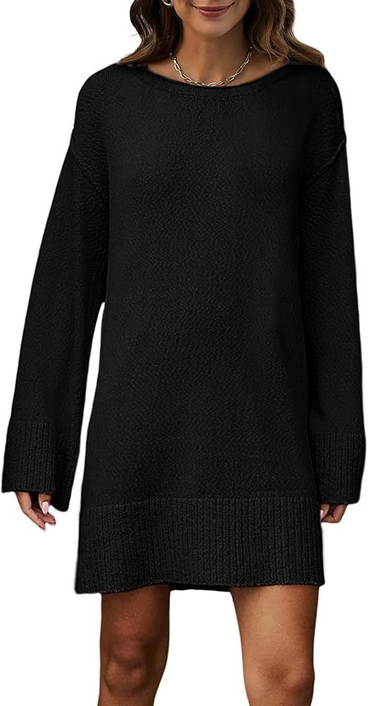 Lianlive Sweater Dress for Women Casual Long Sleeve Knit Dresses Crewneck Pullover Sweaters 2024 ... | Amazon (US)