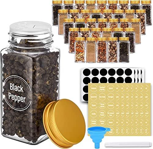 36 Pack Spice Jars with Label, 4 Oz Glass Clear Seasoning Jars, Square Spice Bottles with Shaker ... | Amazon (US)