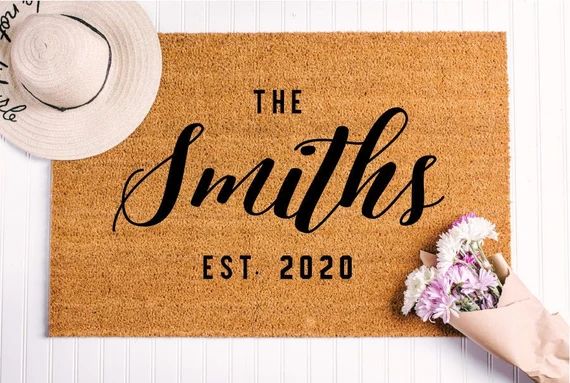 Closing Gift Idea, Personalized Last Name Doormat, Custom Floor Mat, Gift for Newlyweds or Weddin... | Etsy (US)