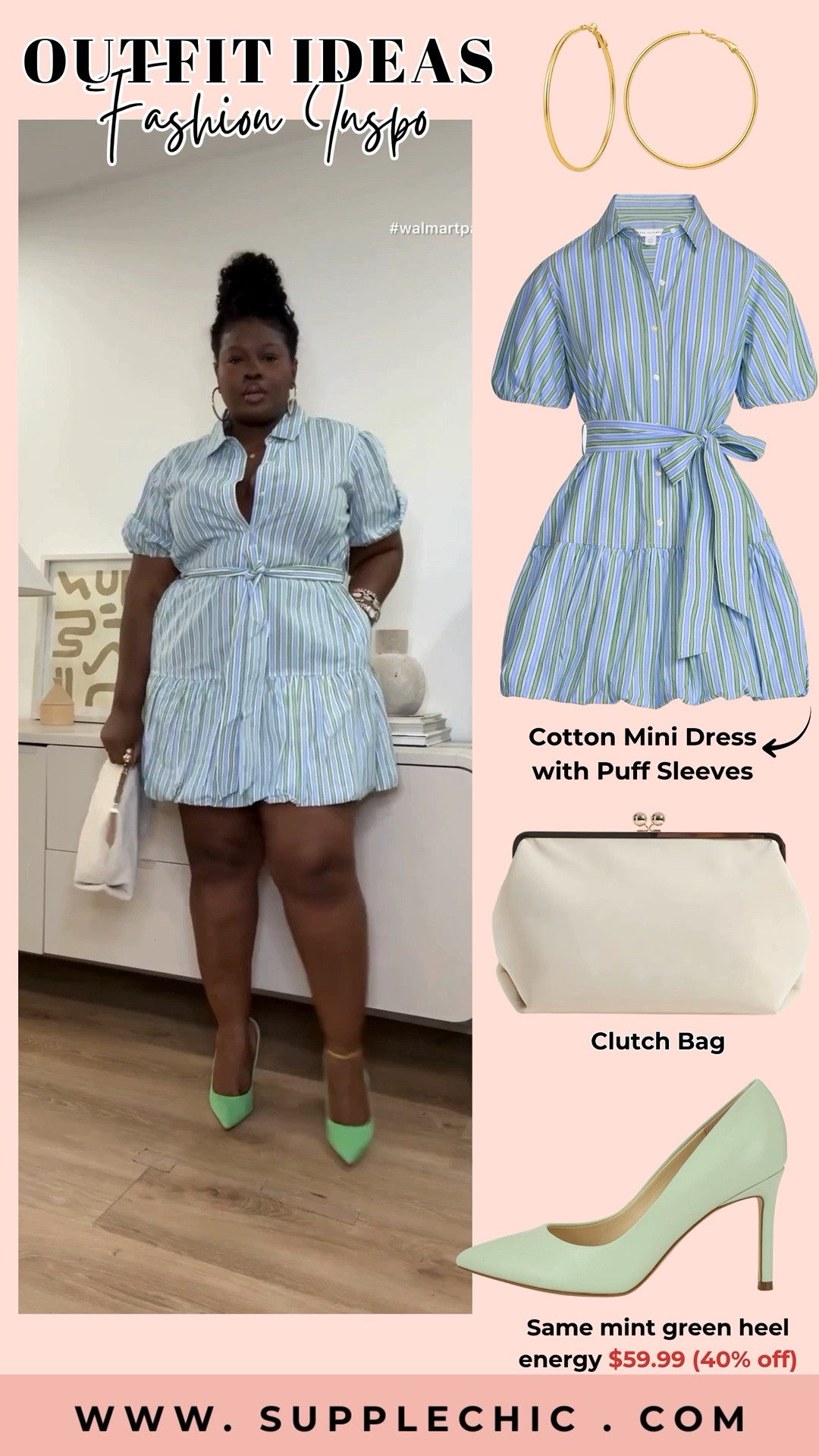 Blue and green will always be a beautiful pairing. The soft striped dress with mint green heels adds a fun pop of color while keeping the outfit elegant and balanced. blue striped dress, puff sleeve dress, summer mini dress, cute summer outfits, feminine outfit ideas, vacation outfit, brunch outfit ideas, summer fashion trends, dress and heels outfit, chic women’s fashion

#LTKootd #LTKSeasonal #LTKMidsize