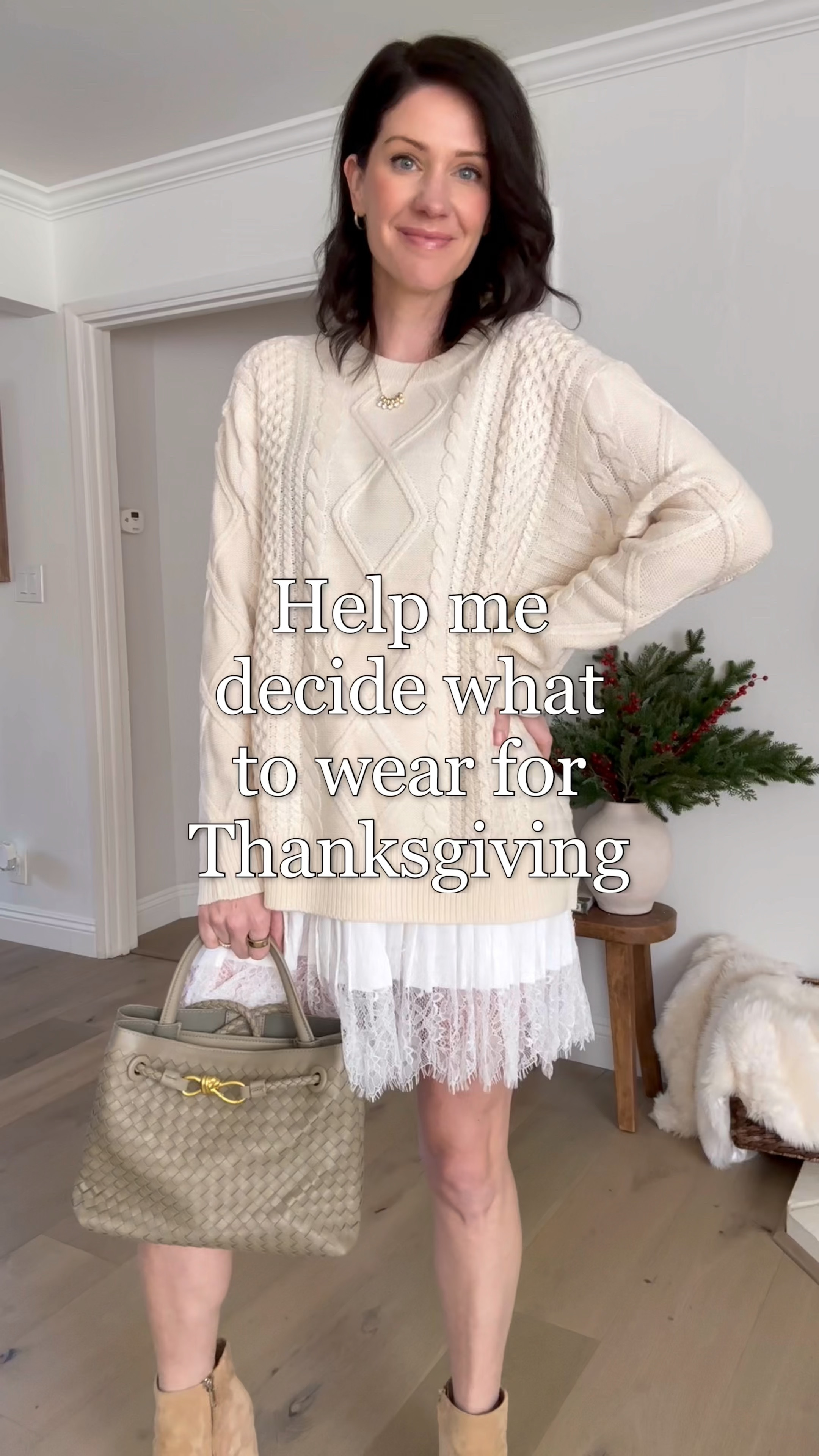 What to wear for Thanksgiving. Holiday outfit guide 

Cable knit sweater : apricot size medium (could have done a large for more length at wear as a dress. 
Lace skirt: white size small (also comes in black 
Booties: tts 
Bow sweater : apricot / small tts 
Boots: tts 
Eyelet long sleeve: white medium (size up) - lots of colors 
Green denim Sailor pants: if between size up 
Cable knit: tts for oversized small (tucked in) 
Dark wash denim: tts 
Leopard Mary Jane: tts 



#LTKFindsUnder50 #LTKHoliday #LTKGiftGuide