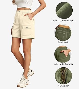 Lepunuo Cargo Shorts for Women Baggy Casual Elastic Waist Shorts Relaxed Fit Stretch Cargo Shorts... | Amazon (US)