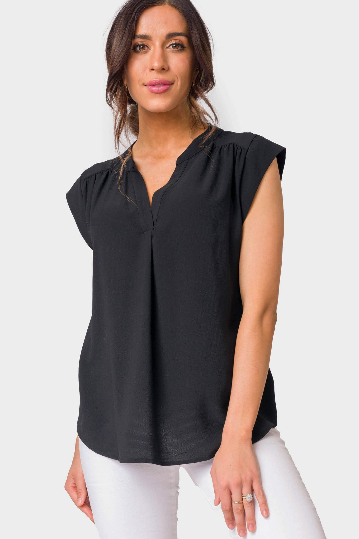 Notch Neck Cap Sleeve Top | Gibson