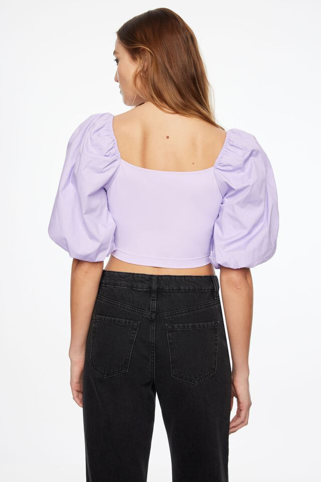 Indie Puff Sleeve Twist Front Crop Top $44.95 | Dynamite Clothing
