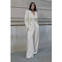 Tailored Linen Wide Leg Trouser, ivory | PrettyLittleThing UK