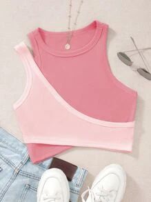 Two Tone Cut Out Tank Top SKU: sw2209086575111557(1000+ Reviews)$6.49$6.17Join for an Exclusive 5... | SHEIN