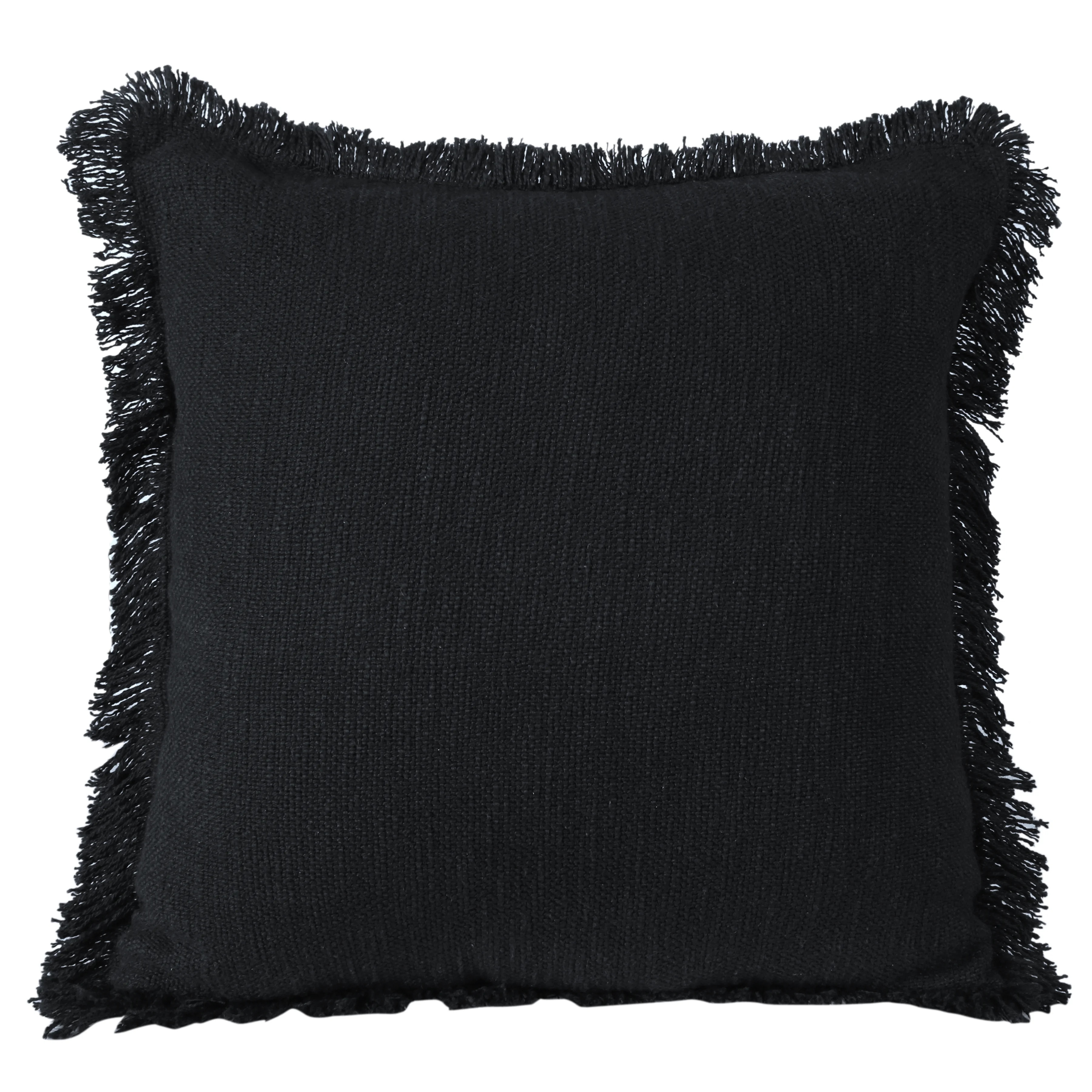 Ox Bay Bennett 20" x 20" Fringed Jet Black Cotton Adult Decorative Throw Pillow | Walmart (US)