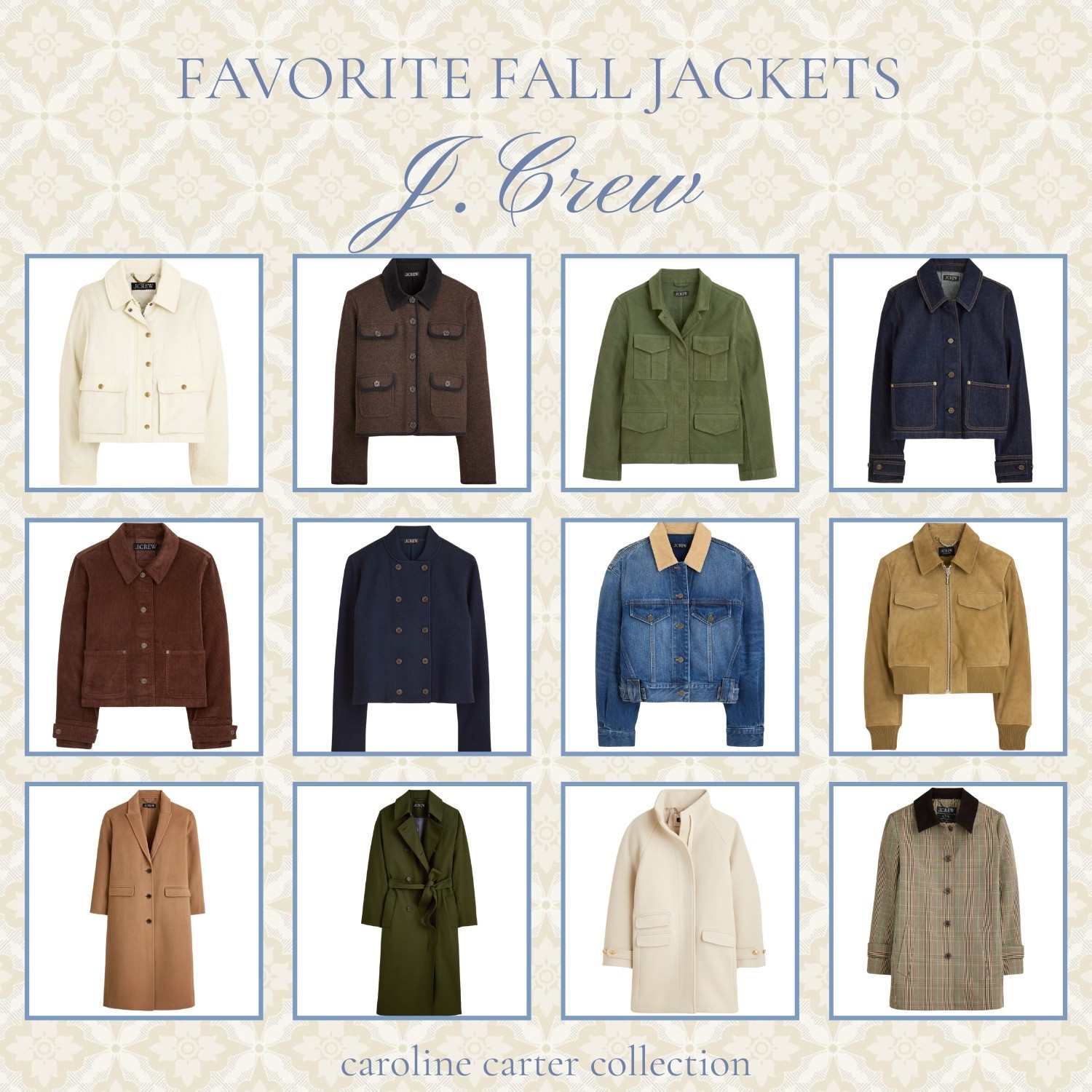 My favorite fall jackets from J.Crew are here! From cozy corduroy to chic trenches, these layers are perfect for cooler days and classic autumn style. 

fall style, fall fashion, fall outfit inspo, fall jackets, j.crew style, wardrobe essentials, cozy layers, trending style, classic style, autumn style, fall capsule wardrobe, chic coats, everyday outfits, fall layering

#LTKStyleTip #LTKSeasonal