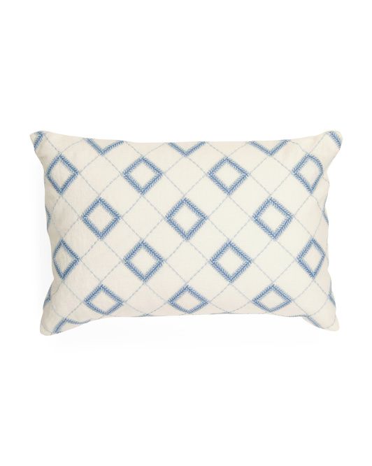 14x20 Linen Diamond Embroidered Pillow | TJ Maxx