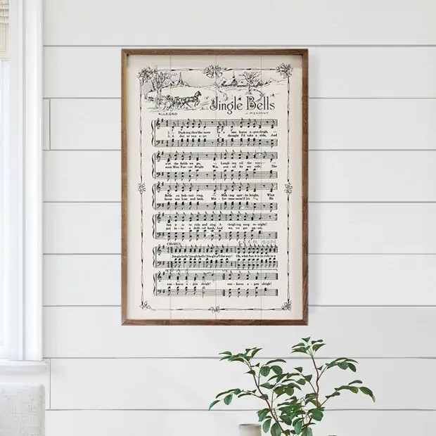 Jingle Bells Sheet Music Wall Art | Antique Farm House