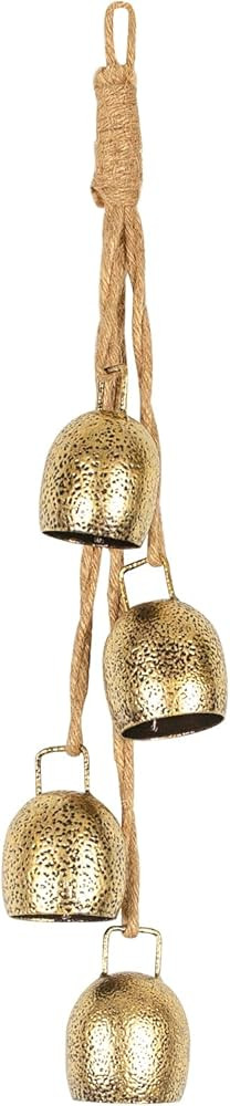 Styleonme Decorative Bells, Christmas Decor, Huangma Hanging Rope Metal Decorative Bull Bells, 4-... | Amazon (US)