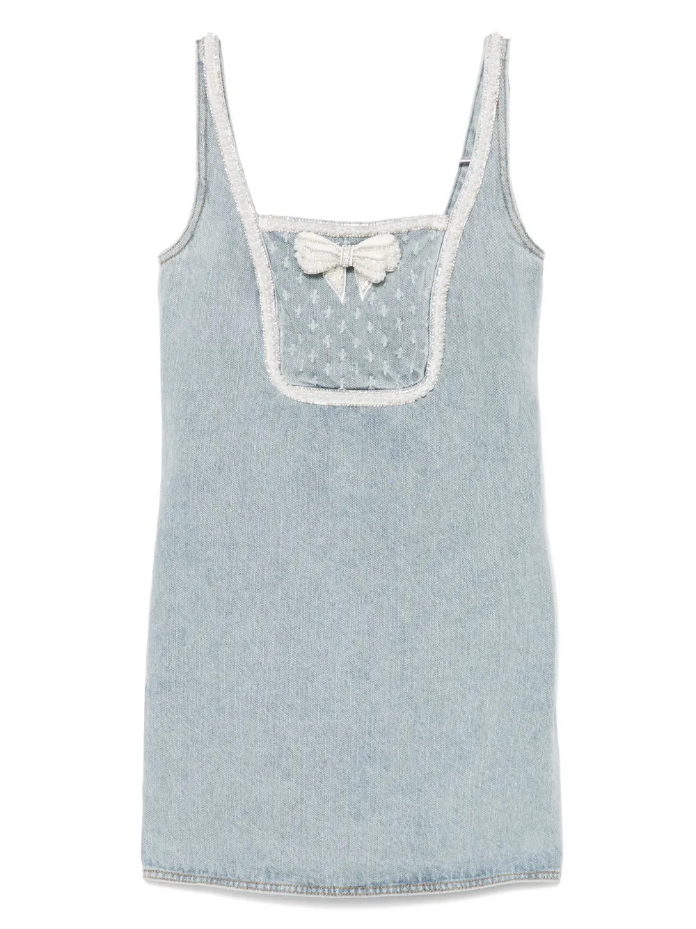 Self-Portrait Bow Denim Mini Dress | Blue | FARFETCH | Farfetch Global