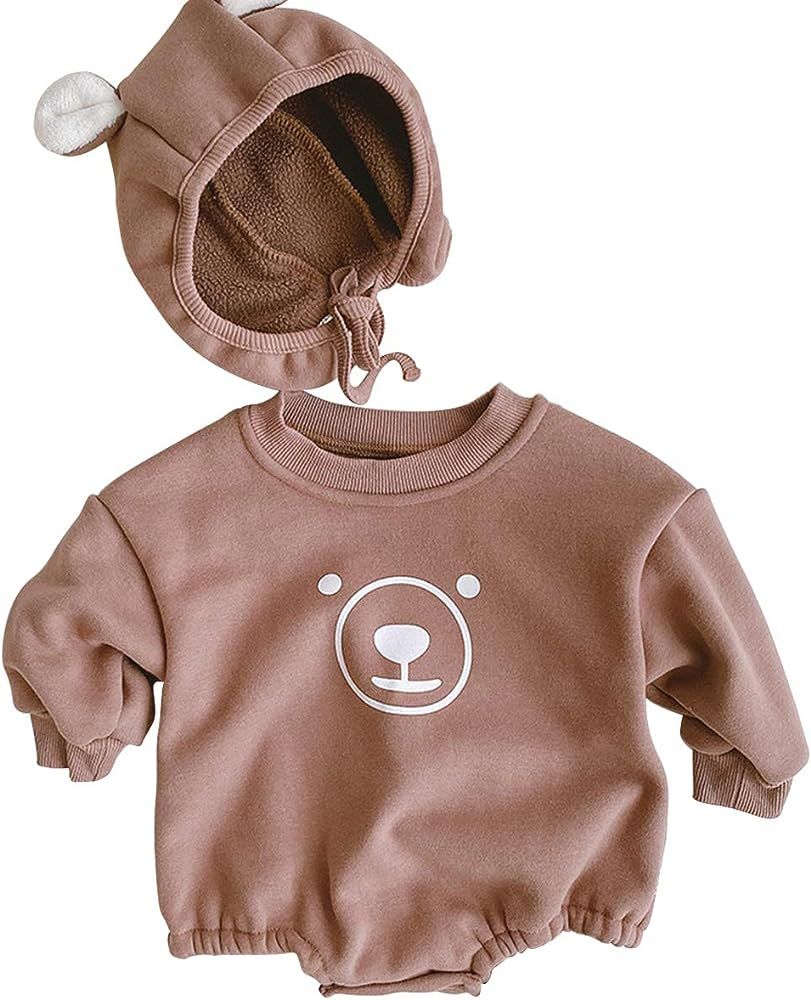 famuka Baby Boy/Girl Sweatshirt Romper Long Sleeve Bear Bodysuit | Amazon (US)