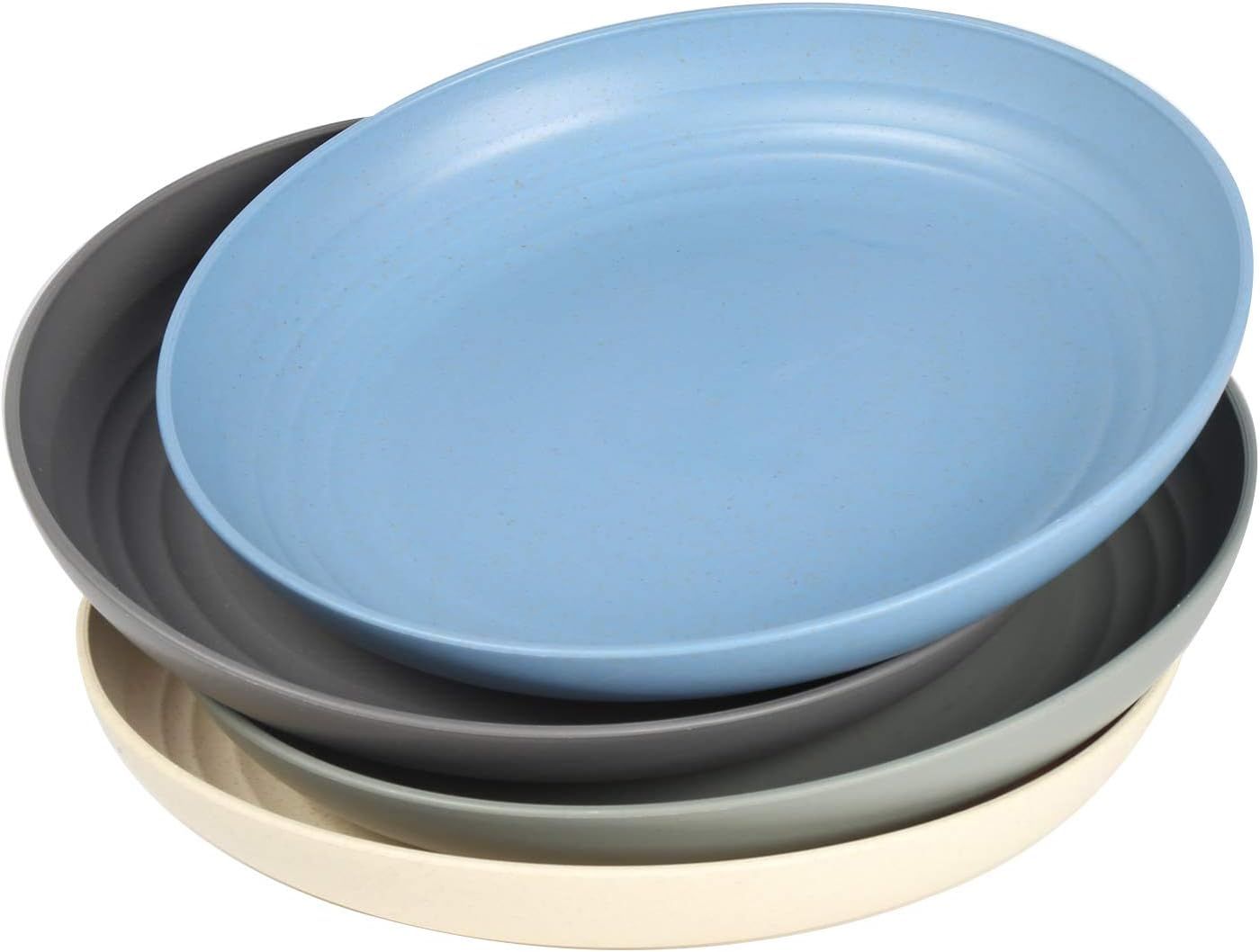 shopwithgreen Lightweight Wheat Straw Plates - 4 Pack 10'' Unbreakable Dinner Plates, Dishwasher ... | Amazon (US)