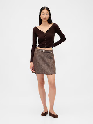 Wool-Blend Pleated Mini Skort | Gap (US)