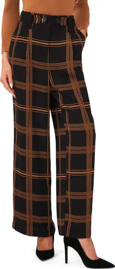 Windowpane Plaid Wide Leg Trousers | Nordstrom