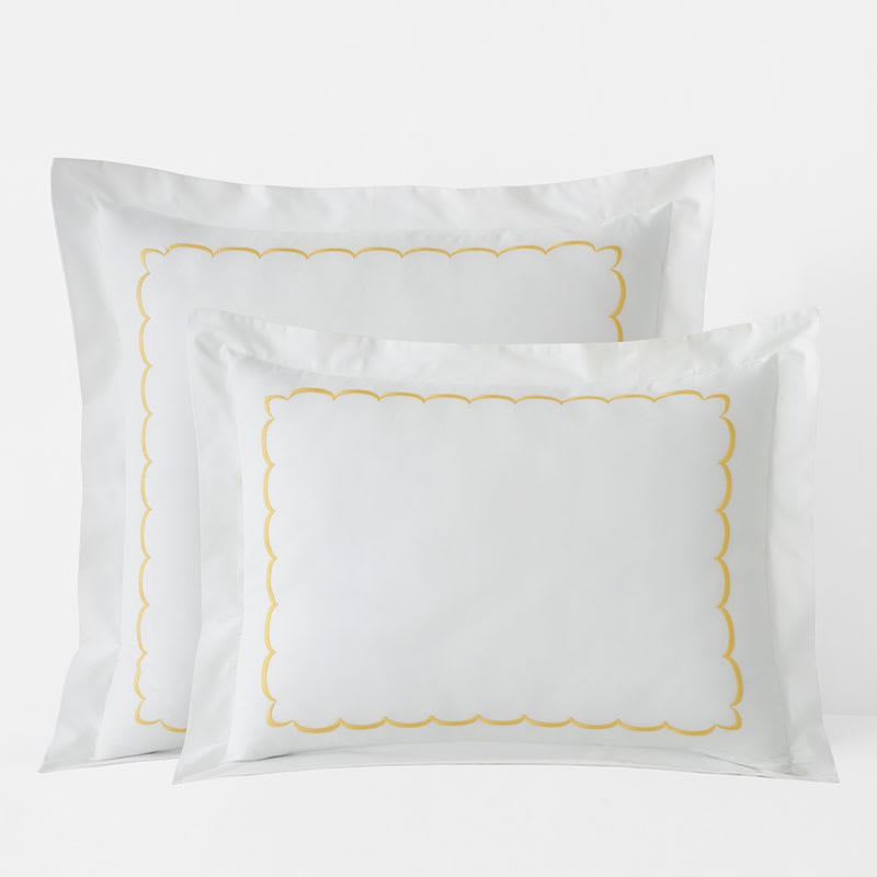 Scallop Classic Cool Cotton Percale Sham - Yellow, Standard | The Company Store