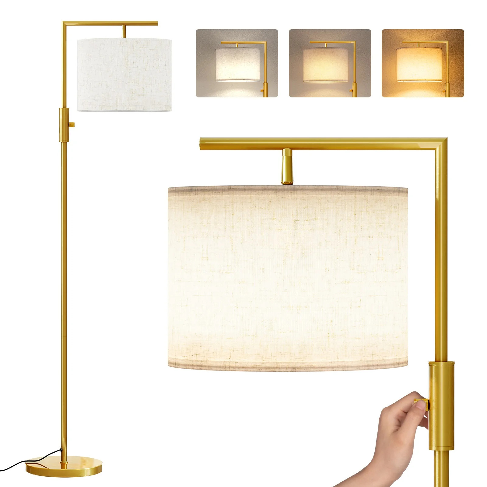 SUNMORY Iron Modern Standing Lamp, Gold Floor Lamp for Living Room, with Rotary Switch, Hanging S... | Walmart (US)