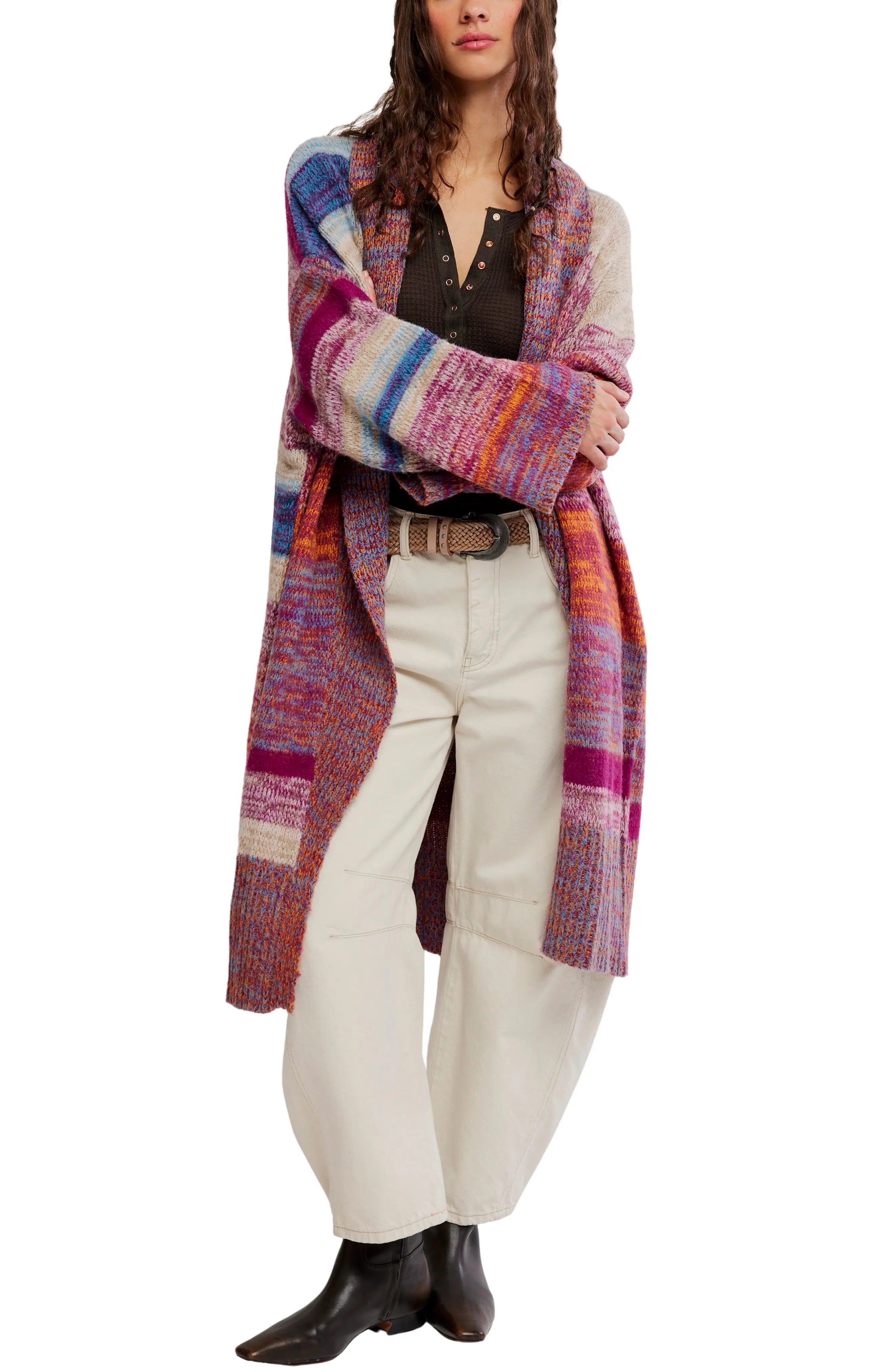 Free People Enid Cardigan in Ocean Sunset Combo at Nordstrom, Size Small | Nordstrom