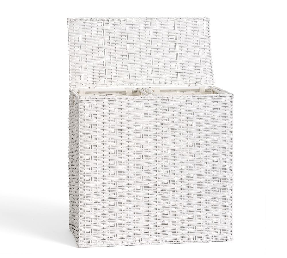 White Seagrass Handcrafted Divided Hamper &amp;amp; Liner | Pottery Barn (US)