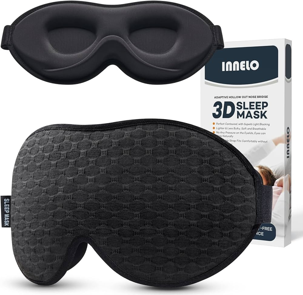 INNELO Sleep Mask for Side Sleeper, Eye Mask Sleeping Women Men, 100% Light Blocking 3D Contoured... | Amazon (US)