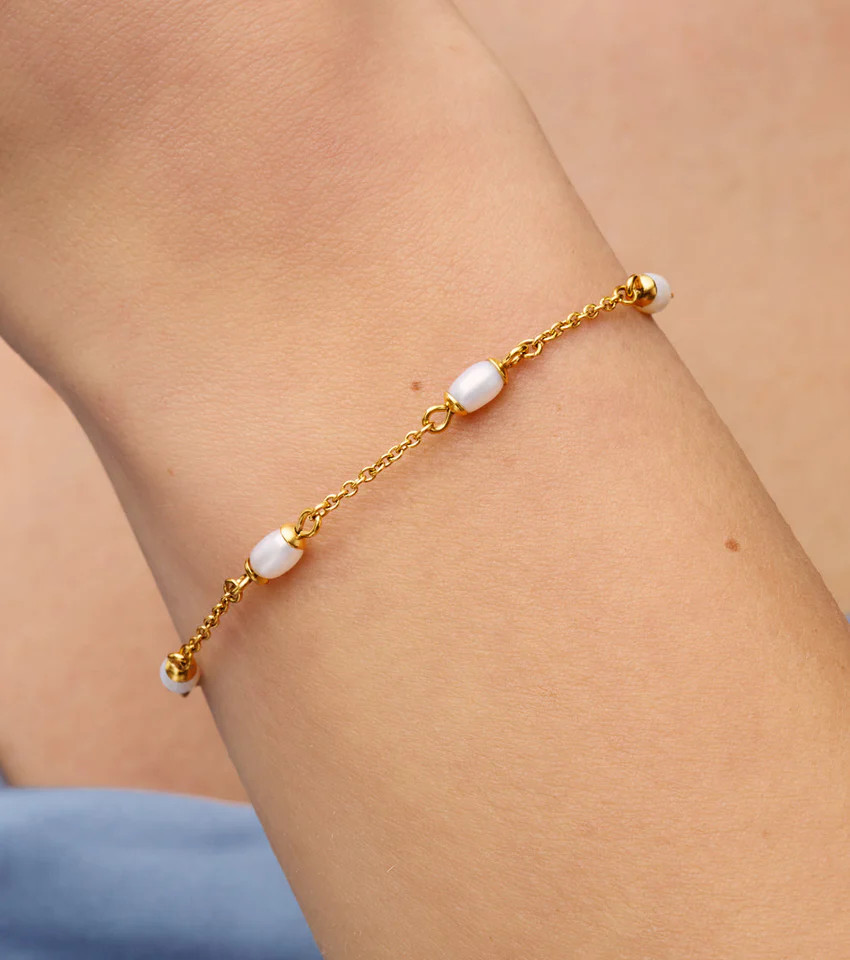 Multi Organic Pearl Bracelet (Gold) | Abbott Lyon