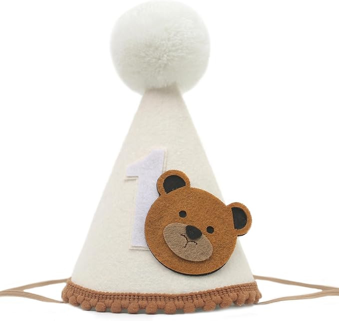 Bear 1st Birthday Hat - Teddy Bear 1st Birthday Decoration for Boys, One Happy Camper Birthday Cr... | Amazon (US)