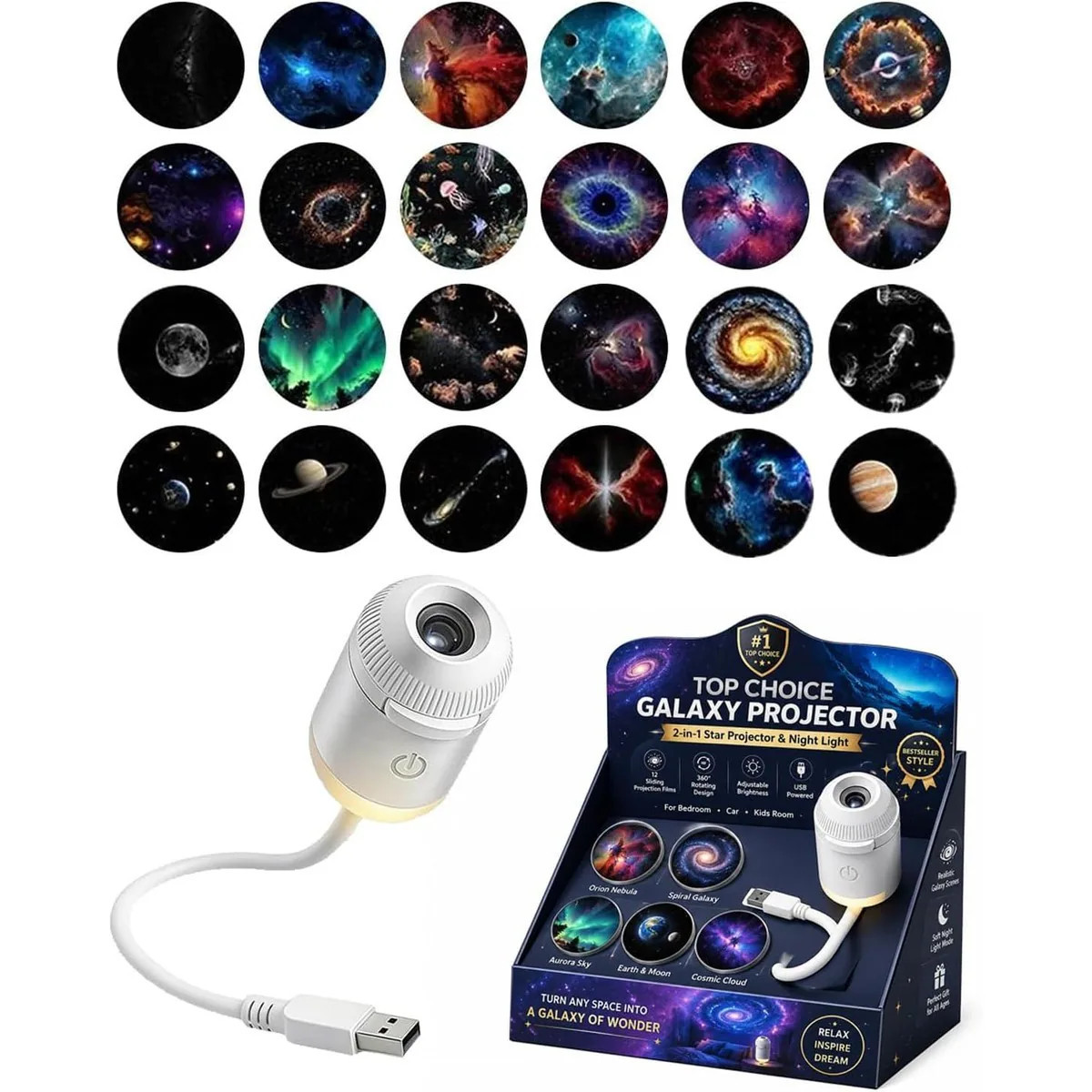 Pacrigo 2 Pack Galaxy Projector Night Light Starry Sky LED Lamp for Bedroom Ceiling and Wall Decor | JIA1-671DF8 | Lowe's