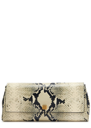 Audrey python-effect leather clutch | Harvey Nichols