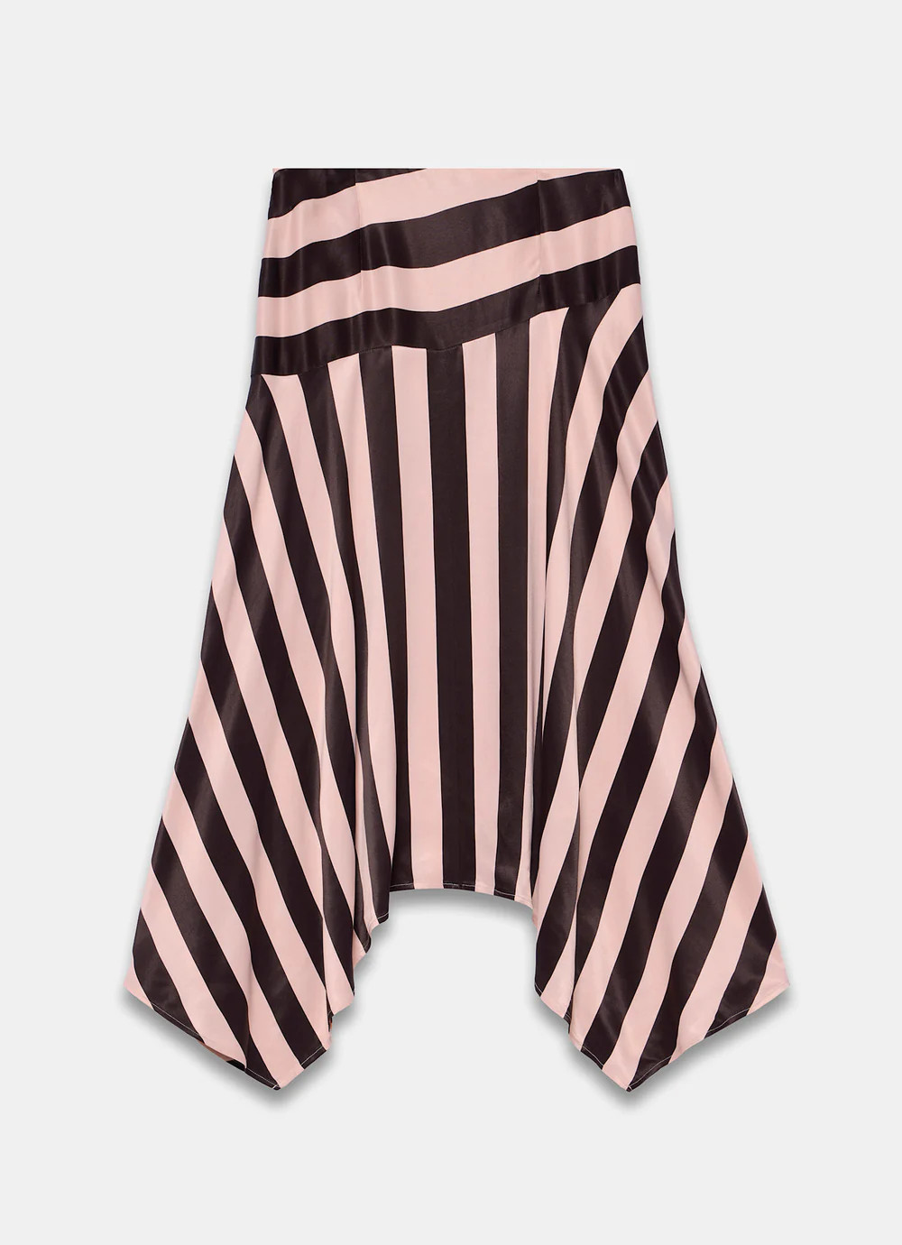 Pink & Brown Satin Striped Midi Skirt | Mint Velvet