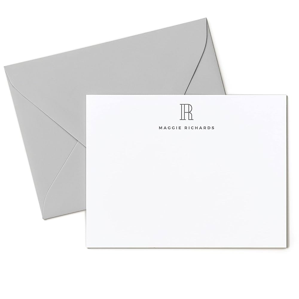 Curio Press Personalized Stationery Flat Note Cards and Envelopes Set, Choose Colors and Quantity... | Amazon (US)