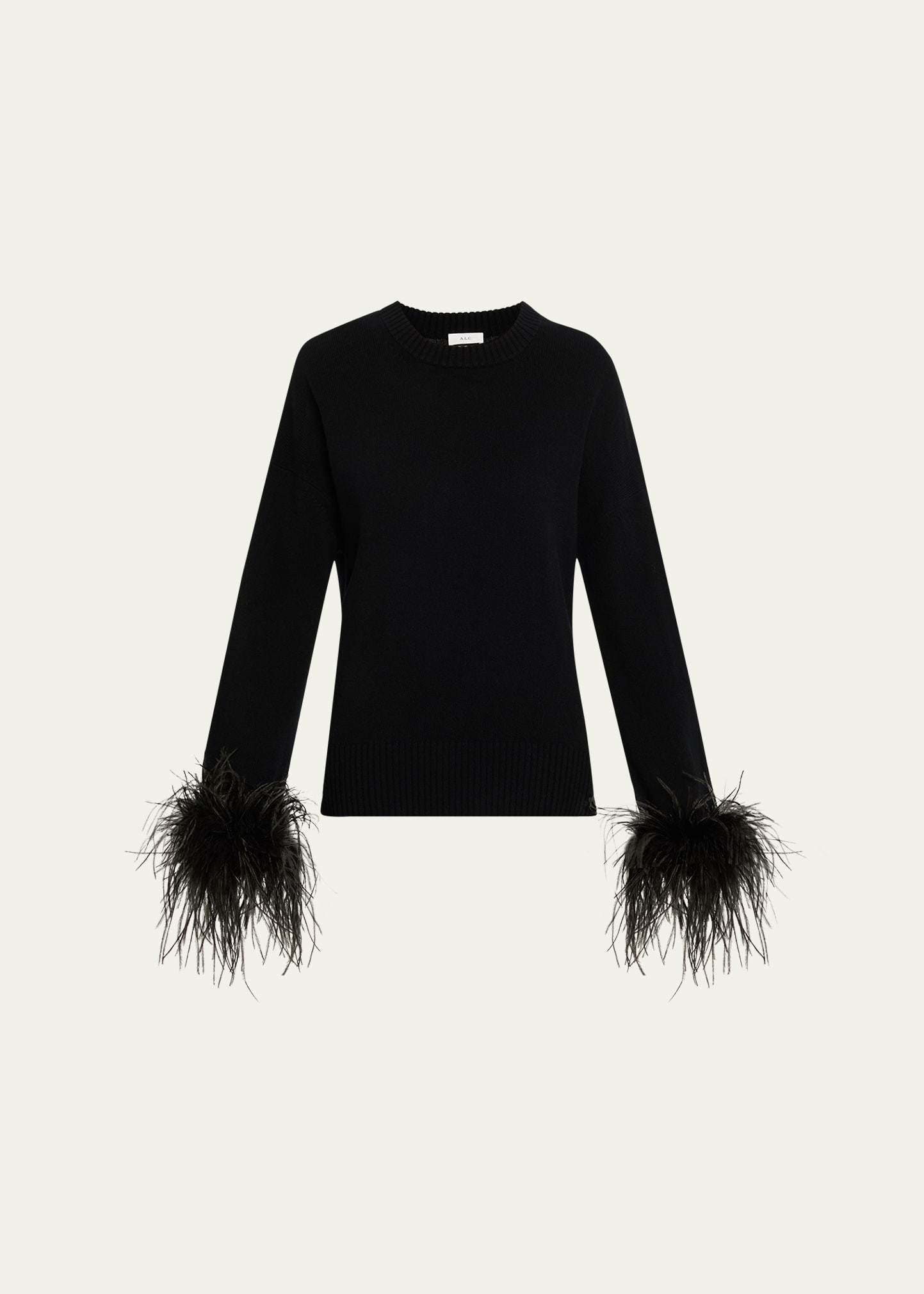 A.L.C. Wilda Feather-Trim Crewneck Sweater | Bergdorf Goodman
