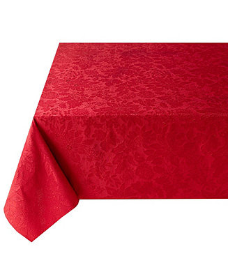 Red Poinsettia Foliage 60" x 102" Raised Jacquard Tablecloth | Macy's