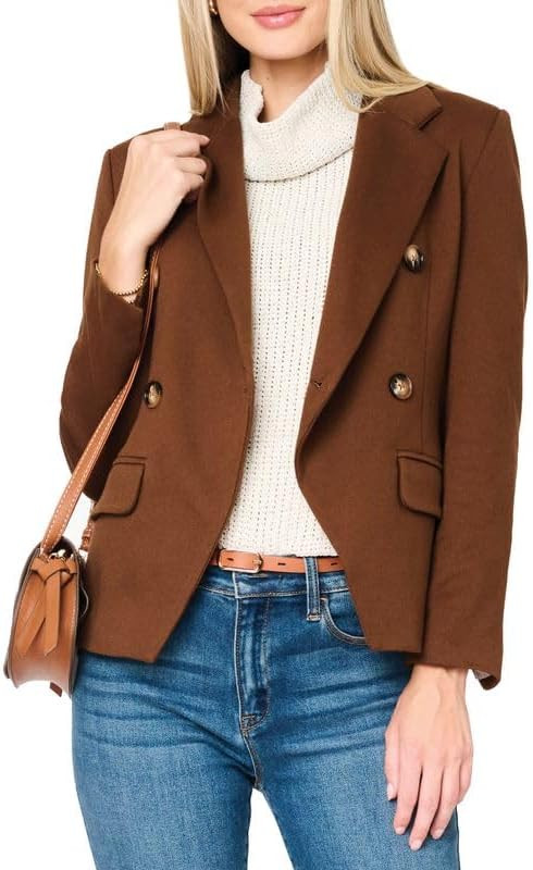 GIBSONLOOK Women's Double Breasted Blazer, Casual Work Wear, Fitted Blazer Jacket Open Front Long... | Amazon (US)