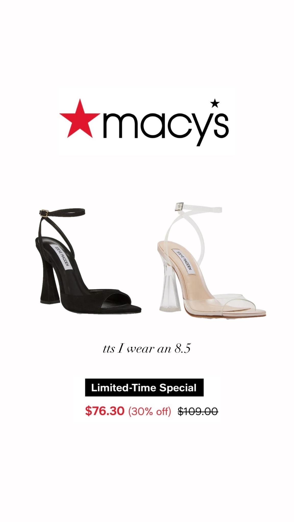 Macy’s Steve Madden Heels

#LTKShoeCrush #LTKFindsUnder100 #LTKSaleAlert
