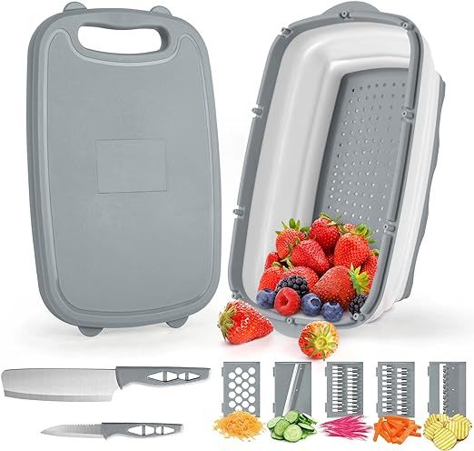 Gintan Camping Cutting Board, 9-in-1 Collapsible Chopping Board with Colander,Camping Gifts for C... | Amazon (US)