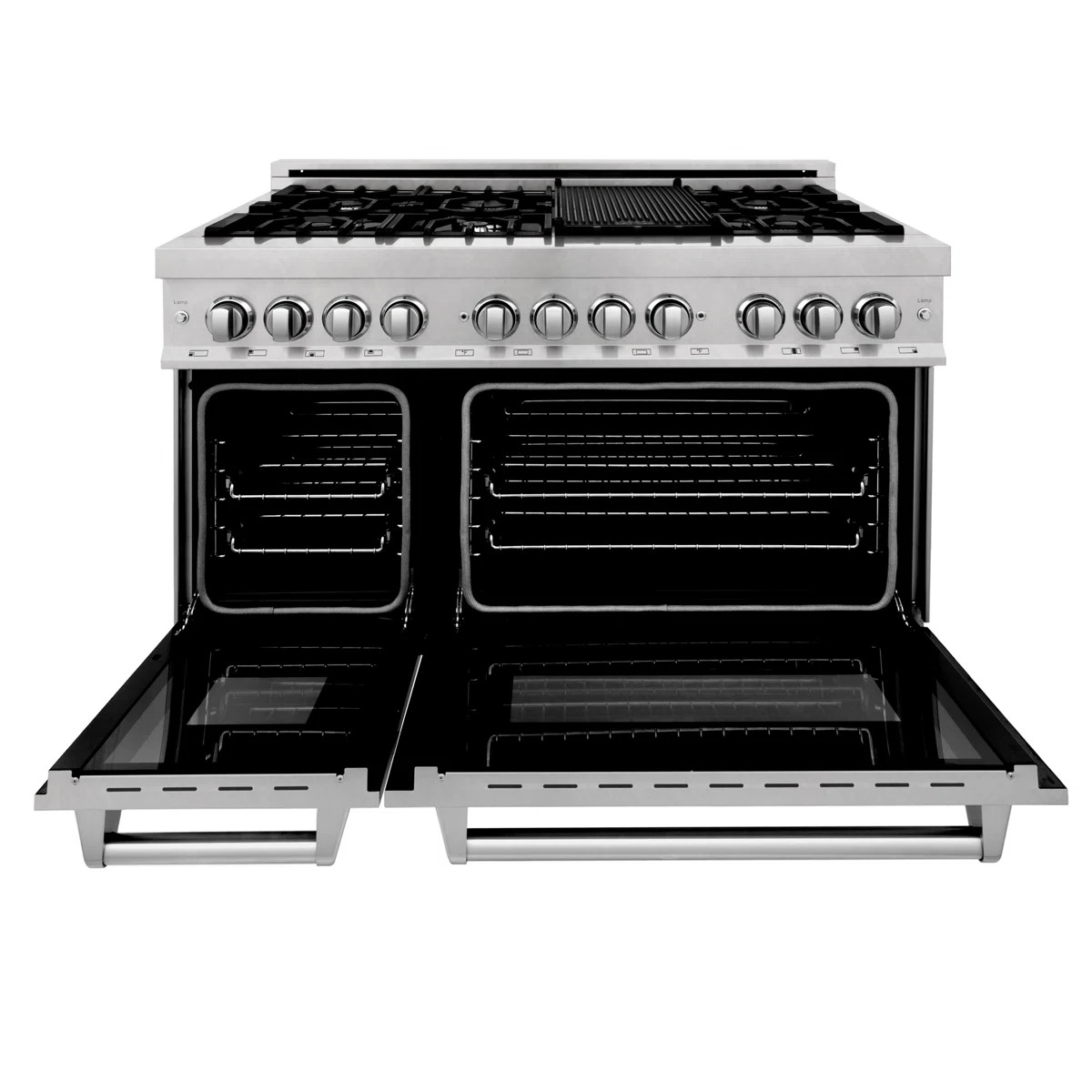 ZLINE 48 in. Legacy Dual Fuel Range w/ 6 Burners & Griddle in Satin Steel RAS-SN-GR-48 | Wayfair North America