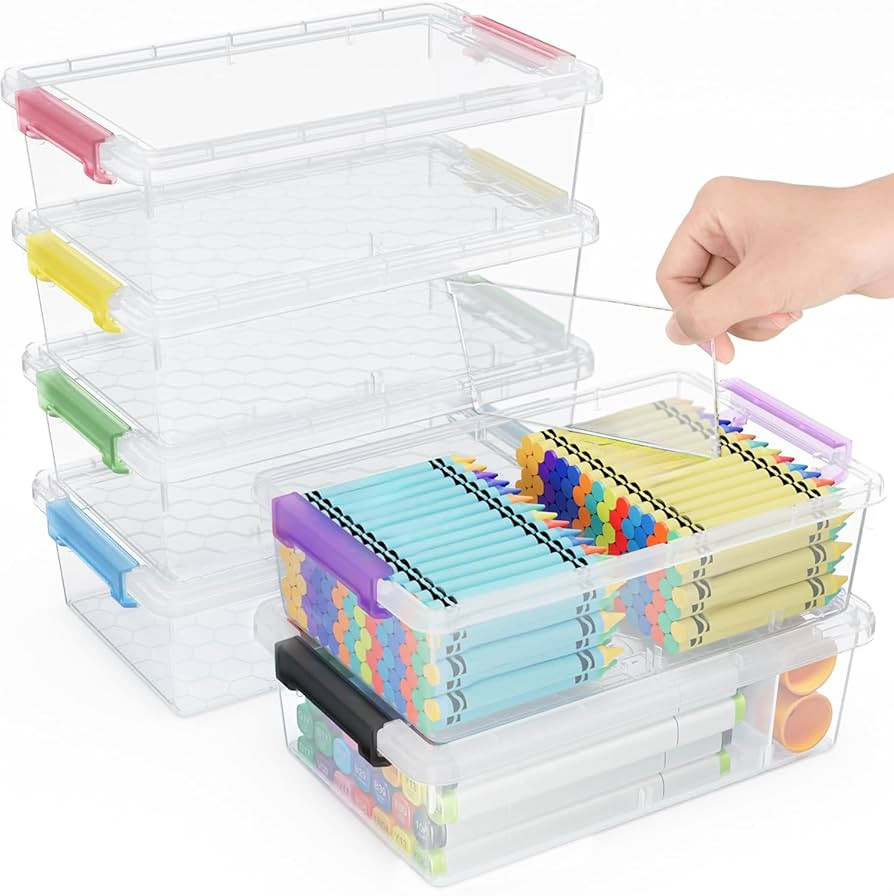 6 Pack Extra Large Pencil Box with Removable Divider, Thickened Pencil Case Bulk, Clear Crayon Ma... | Amazon (US)