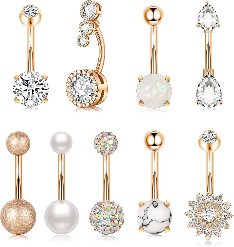 14G Belly Button Ring Cute Belly Button Rings Surgical Stainless Steel Belly Rings for Women Navel Rings Piercing Jewelry Belly Button Piercing Jewelry | Amazon (US)