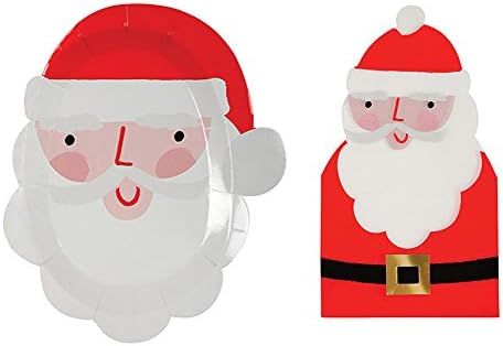 Meri Meri Holiday Die-Cut Santa Plates and Holiday Napkins (Santa) | Amazon (US)