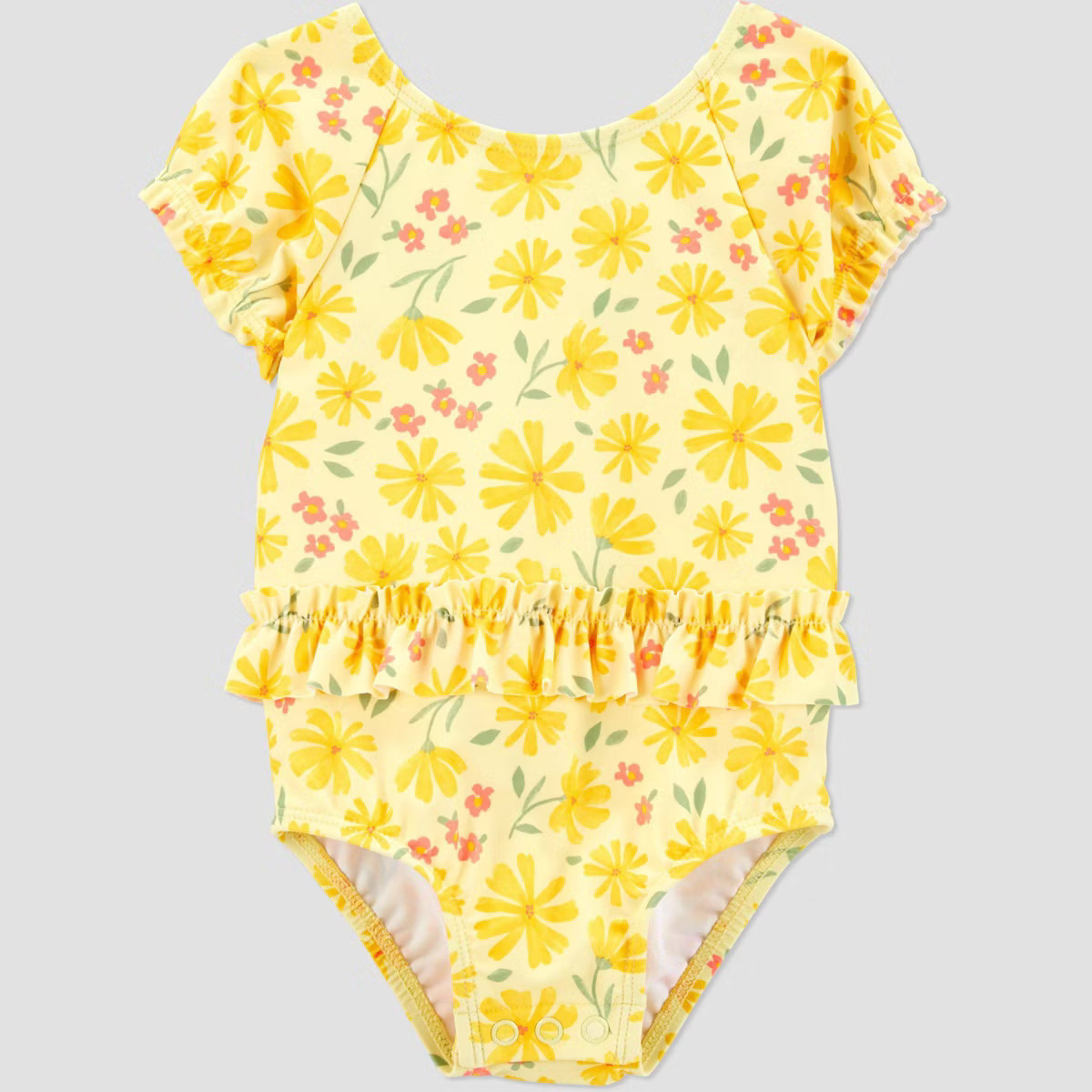 Carter's Just One You® Baby Girls' Short Sleeve Floral Printed One Piece Swimsuit - Yellow | Target