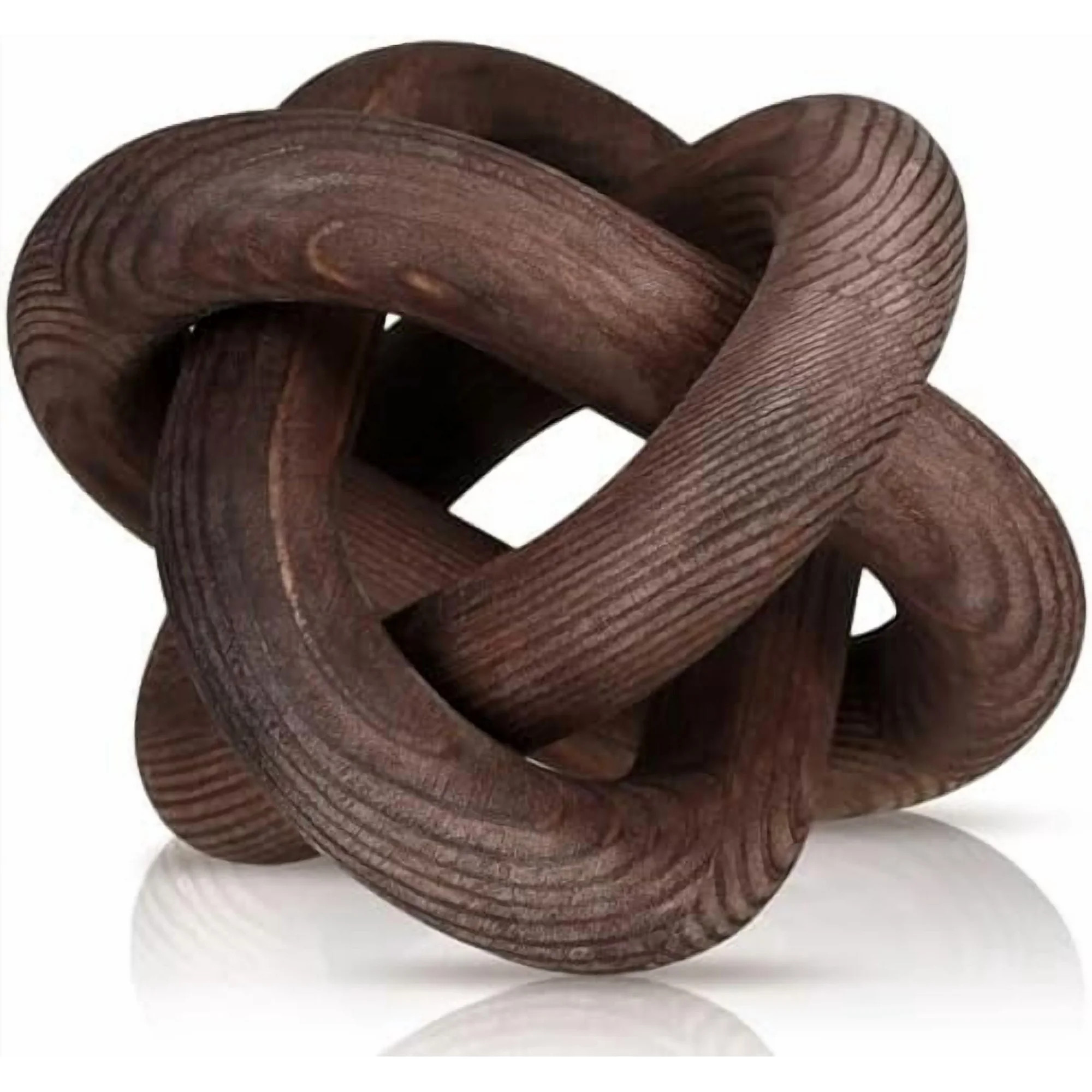 3 Link Wood Knot Decor - Hand Carved Coffee Table Decoration, Boho Chain Link Decor, Modern Shelf... | Walmart (US)