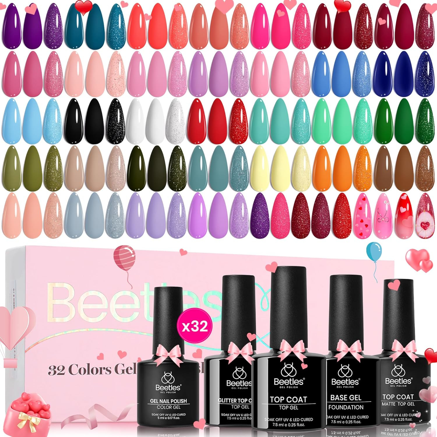 Beetles Gel Nail Polish Set 36 PCS- Spring Sumer Pastel Colors with Base Top Coat Pink Green Blue... | Amazon (US)