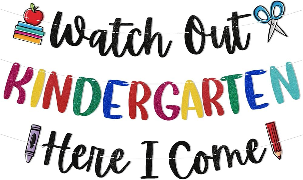 Watch Out Kindergarten Here I Come Banner,Happy First Day of Kindergarten,Welcome Back to School ... | Amazon (US)