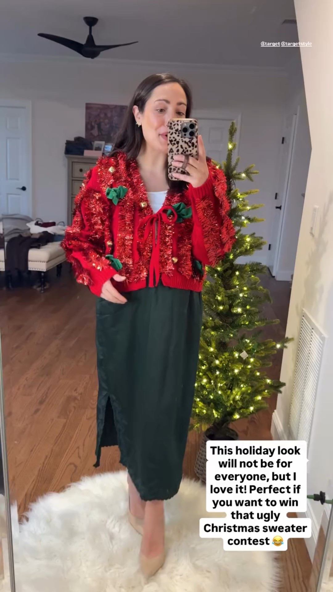 This holiday look will not be for everyone, but I love it! Perfect if you want to win that ugly Christmas sweater contest 😂 @target @targetstyle