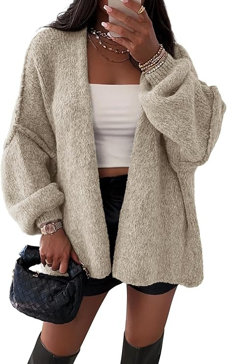 ATHMILE Womens Fall Oversized Cardigan Sweaters Long Lantern Sleeve Knit Open Front Lightweight W... | Amazon (US)