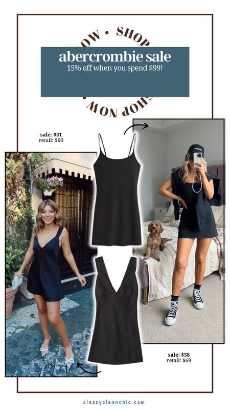 15% off when you spend $99 sale at Abercrombie! My go to walking or golf dress & this little black dress is perfect for vacation! In my usual small 

#LTKSeasonal #LTKstyletip #LTKsalealert